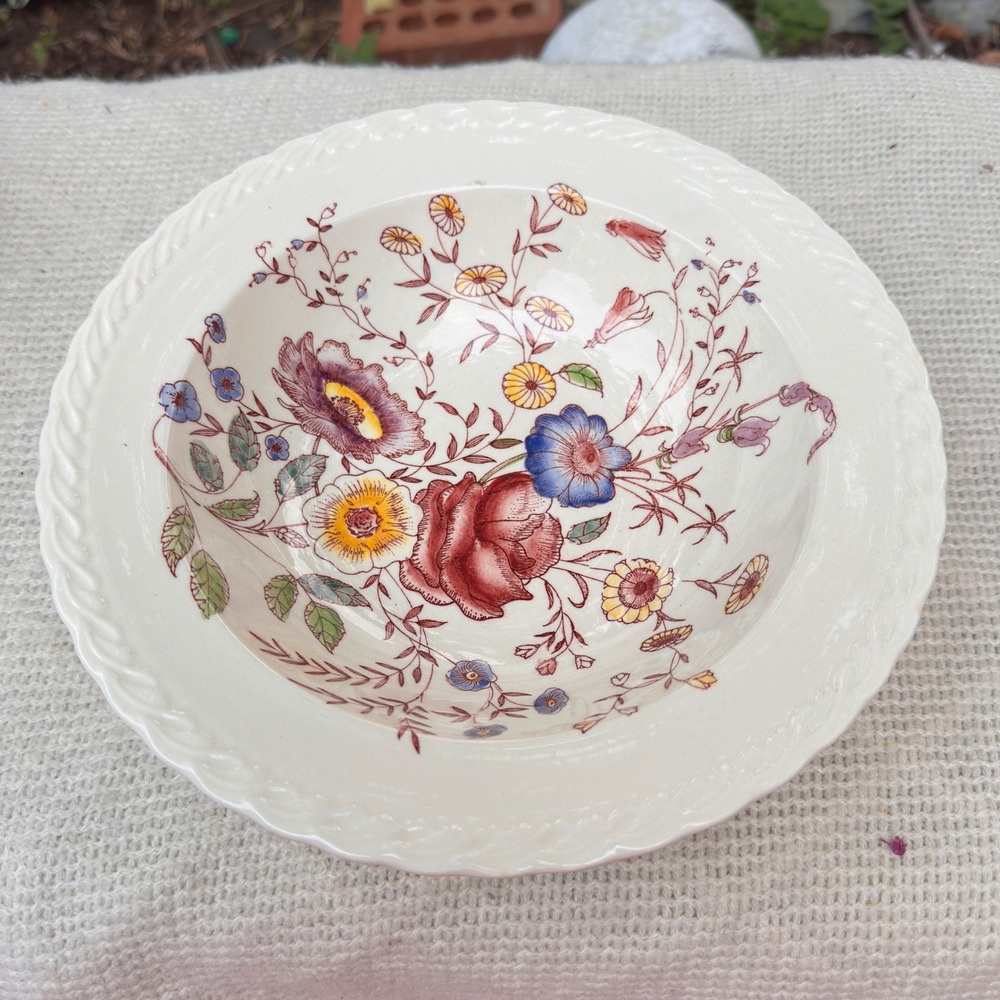 Vernon Kilns Chintz Bowl Hand Painted Floral California Pottery Cottagecore 9in